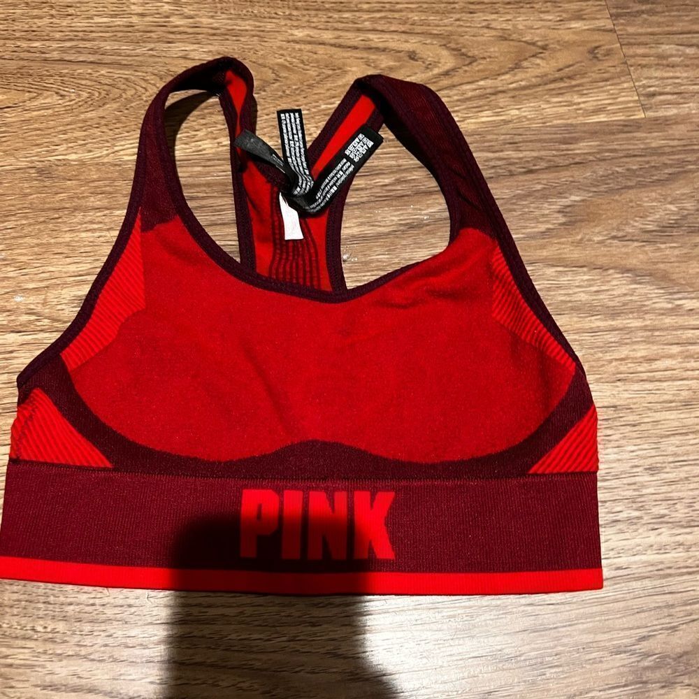 Victorias Secret PINK red unlined seamless sports bra.